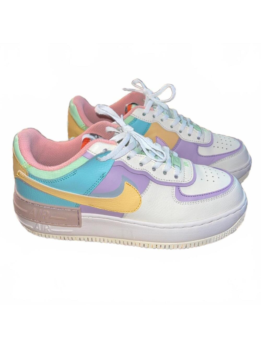 8.5 Nike Air Force 1 Shadow “Pale Ivory” pastel multicolor sneakers